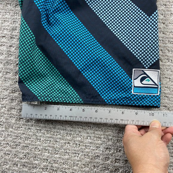 QUIKSILVER Swim Trunks Men 32 Black Blue Green Polka Dots Surf Board Shorts - Picture 11 of 11